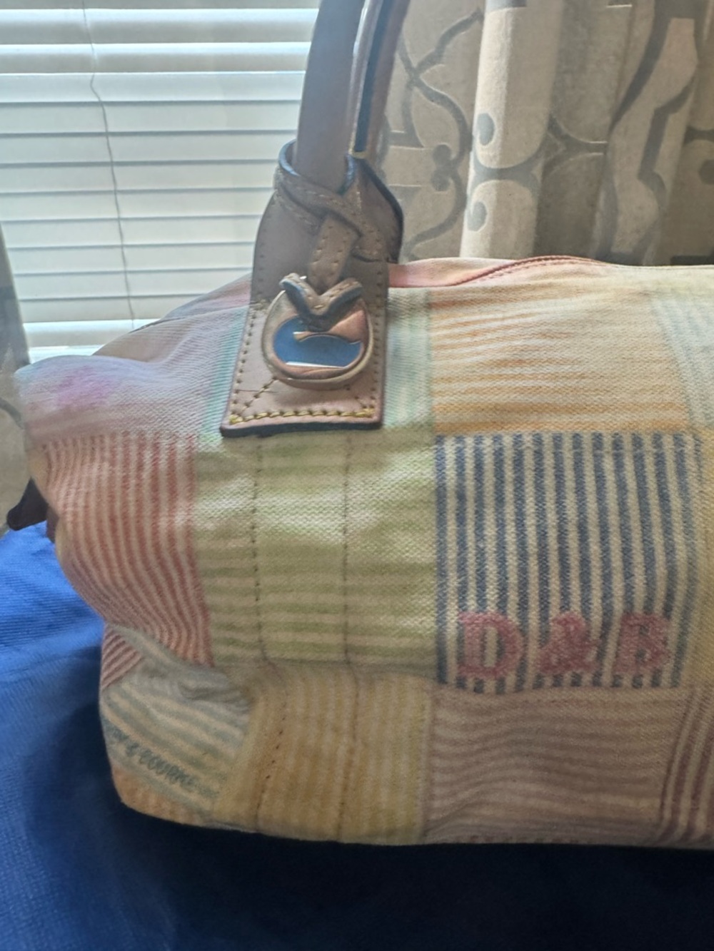 Y2K Dooney and Bourke PatchworkPastel Plaid Women's Handbag with Leather Handles - Picture 2 of 16